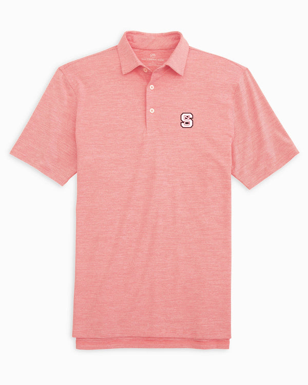 The front of the NC State Driver Spacedye Polo Shirt by Southern Tide - Varsity Red