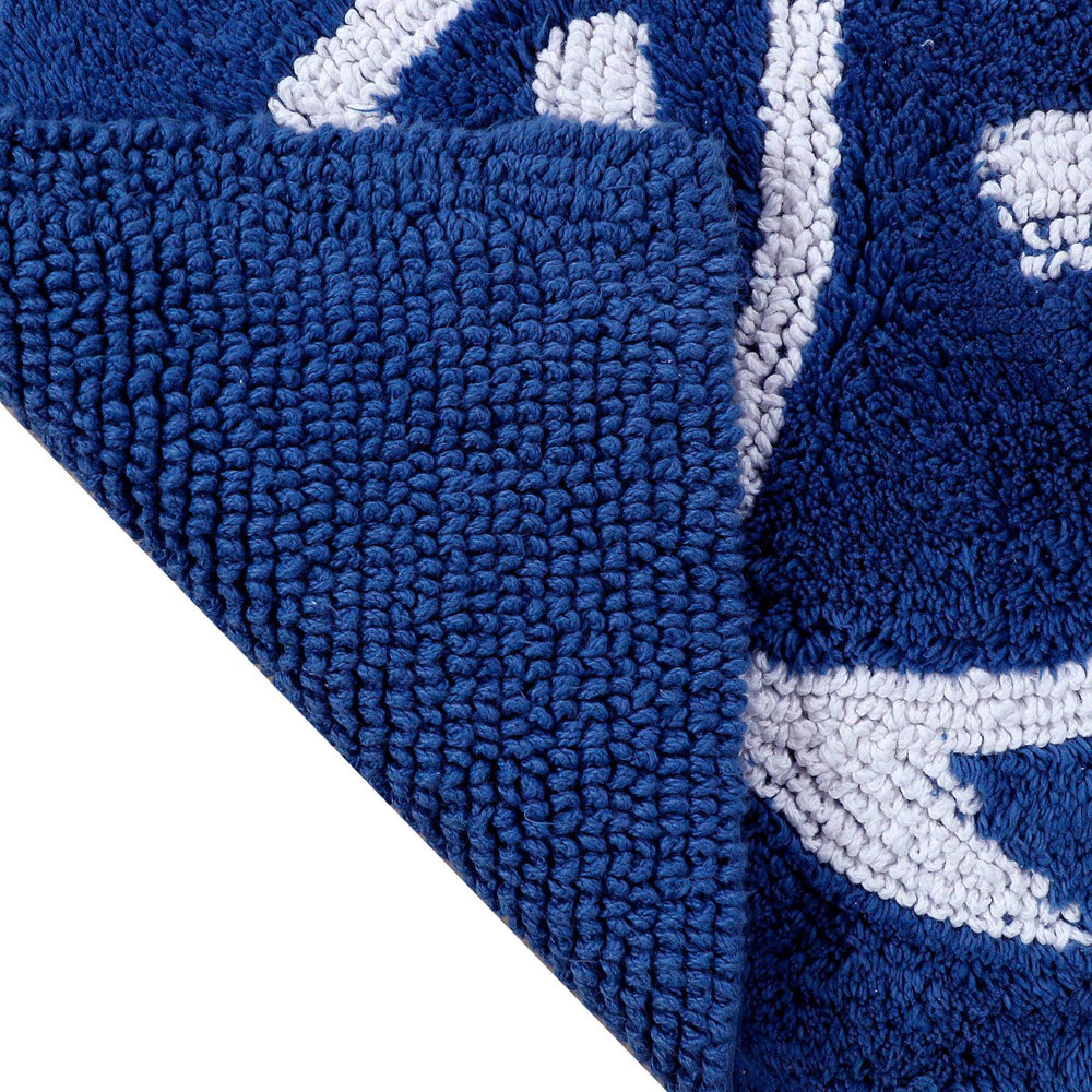 The flip view of the Reversible Skipjack Bath Rug by Southern Tide - Cobalt Blue