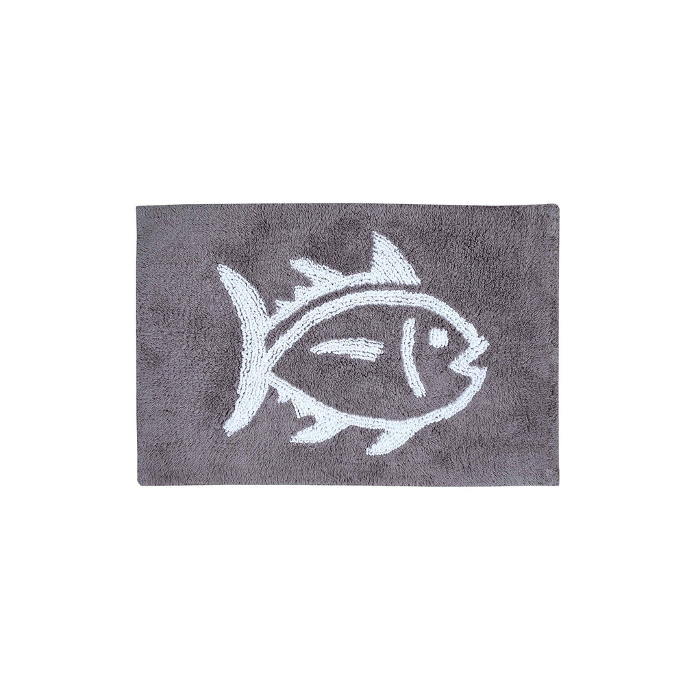 The front view of the Reversible Skipjack Bath Rug by Southern Tide - Grey Harpoon