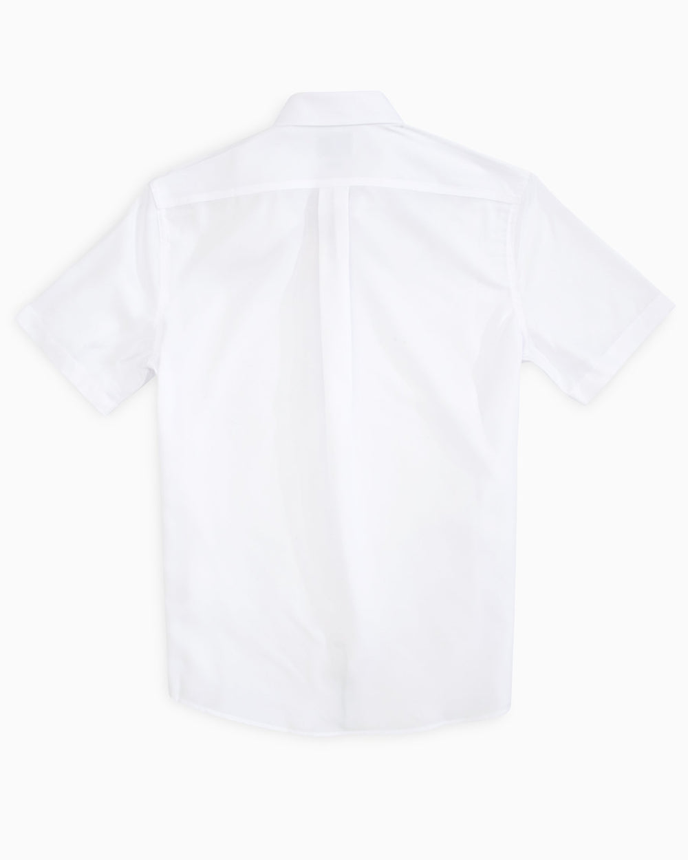 The back view of the Men's White Clemson Tigers Short Sleeve Button Down Dock Shirt by Southern Tide - Classic White