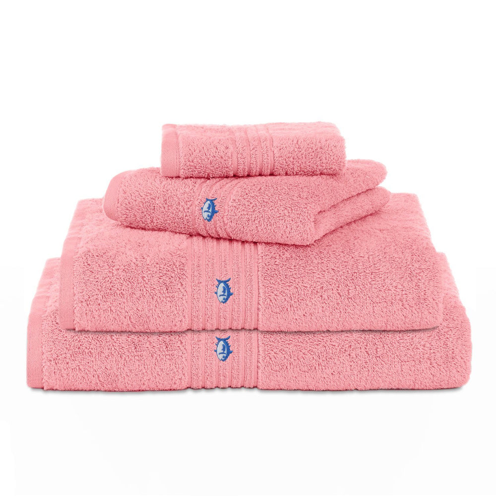 The front view of the Southern Tide Performance 5.0 Towel by Southern Tide - Geranium Pink