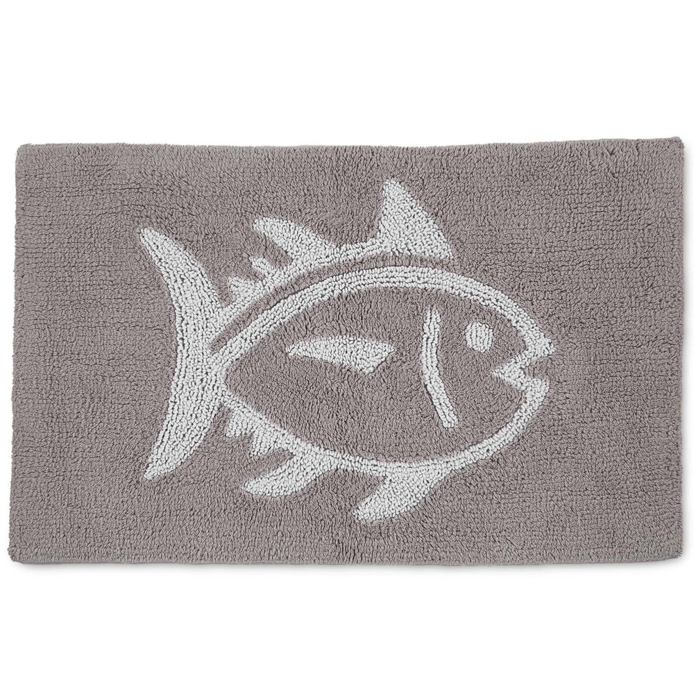 The front view of the Southern Tide Reversible Skipjack Bath Rug by Southern Tide - Gray