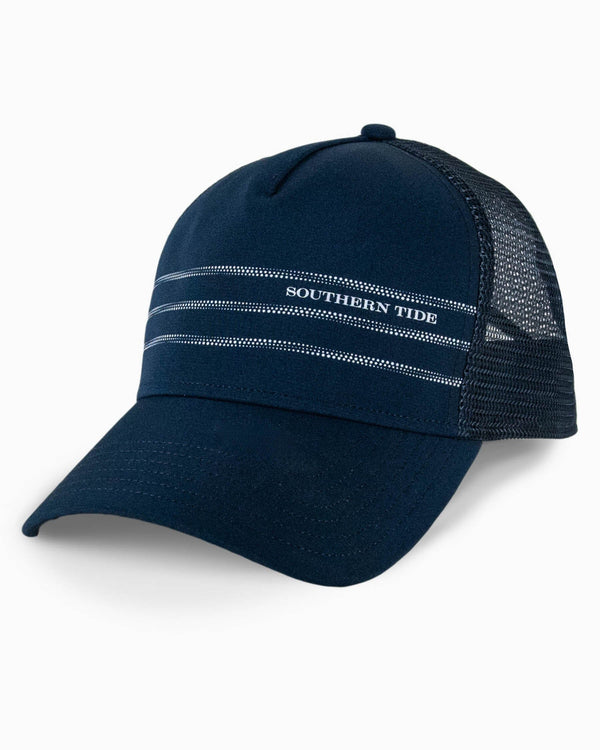 The front view of the Southern Tide ST Performance Print Trucker by Southern Tide - Navy