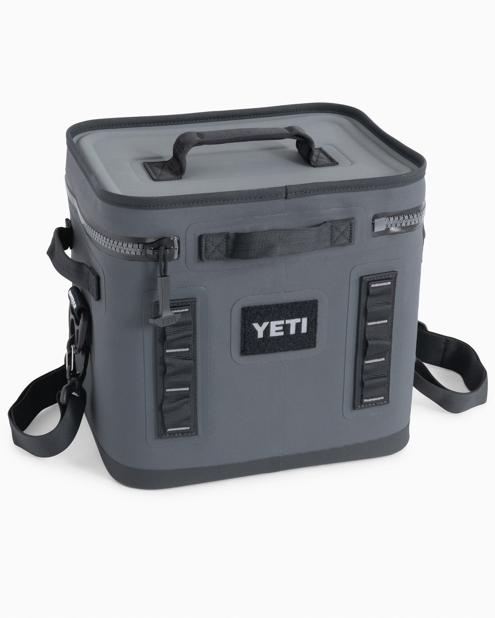 The back view of the Yeti Hopper Flip 12 by Southern Tide - Charcoal