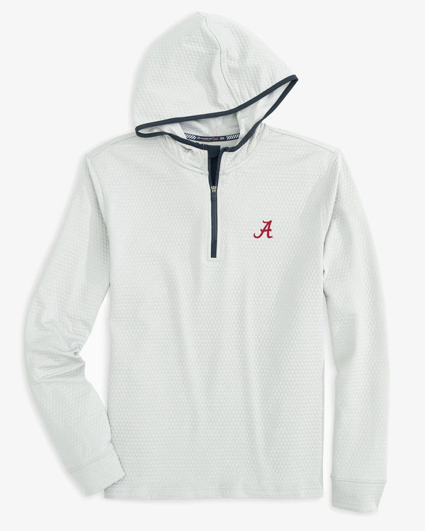 The front view of the Alabama Crimson Tide Scuttle Heather Performance Quarter Zip Hoodie by Southern Tide - Heather Slate Grey
