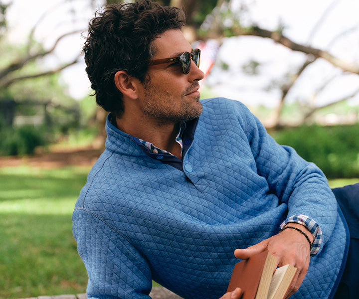 Men's Auburn Tigers Cruiser Stripe Heather Quarter Zip | Southern Tide