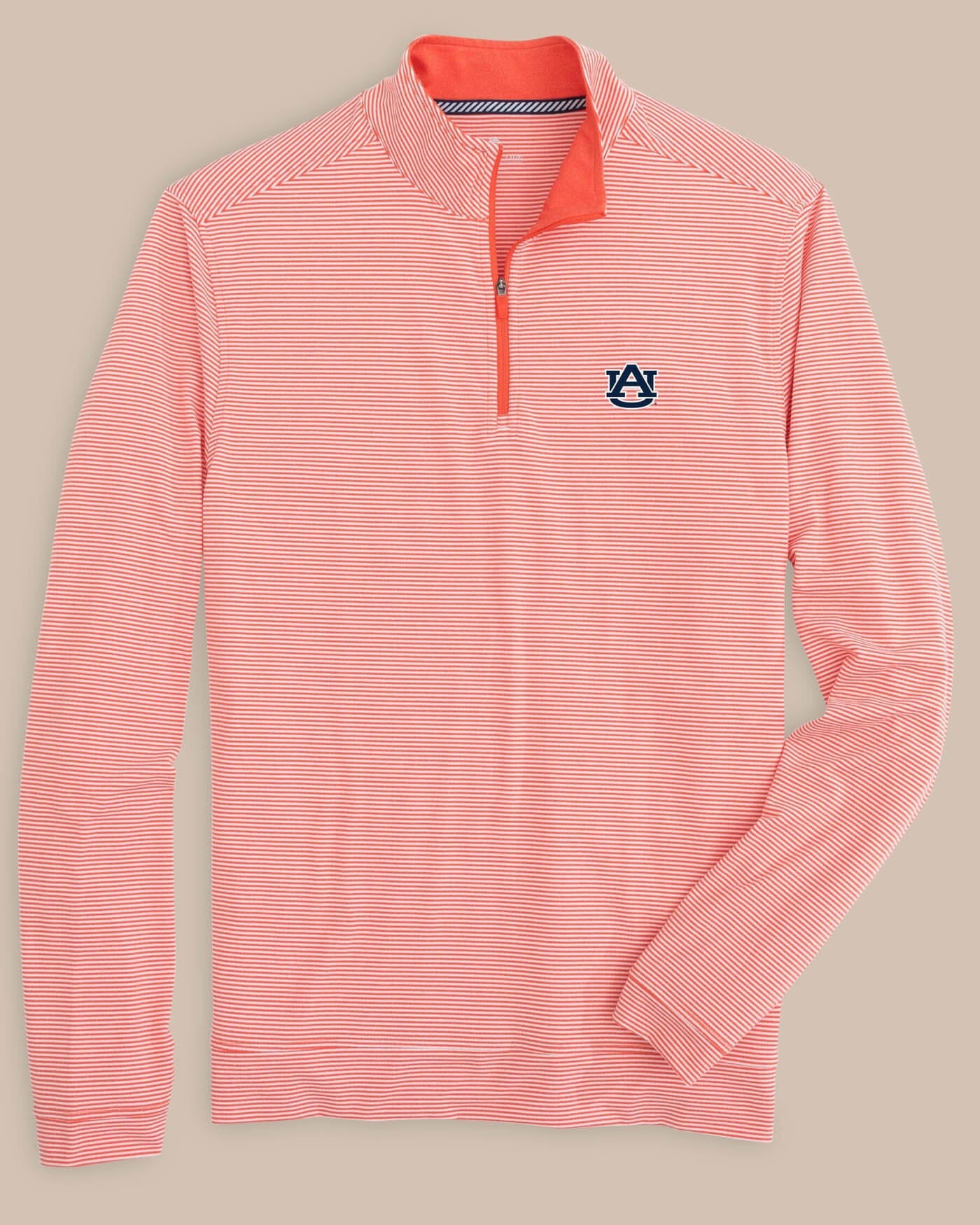 Southern Tide 2024 Men's Blue and Orange Quarter Zip Fleece Sweatshirt Elbow Patch L