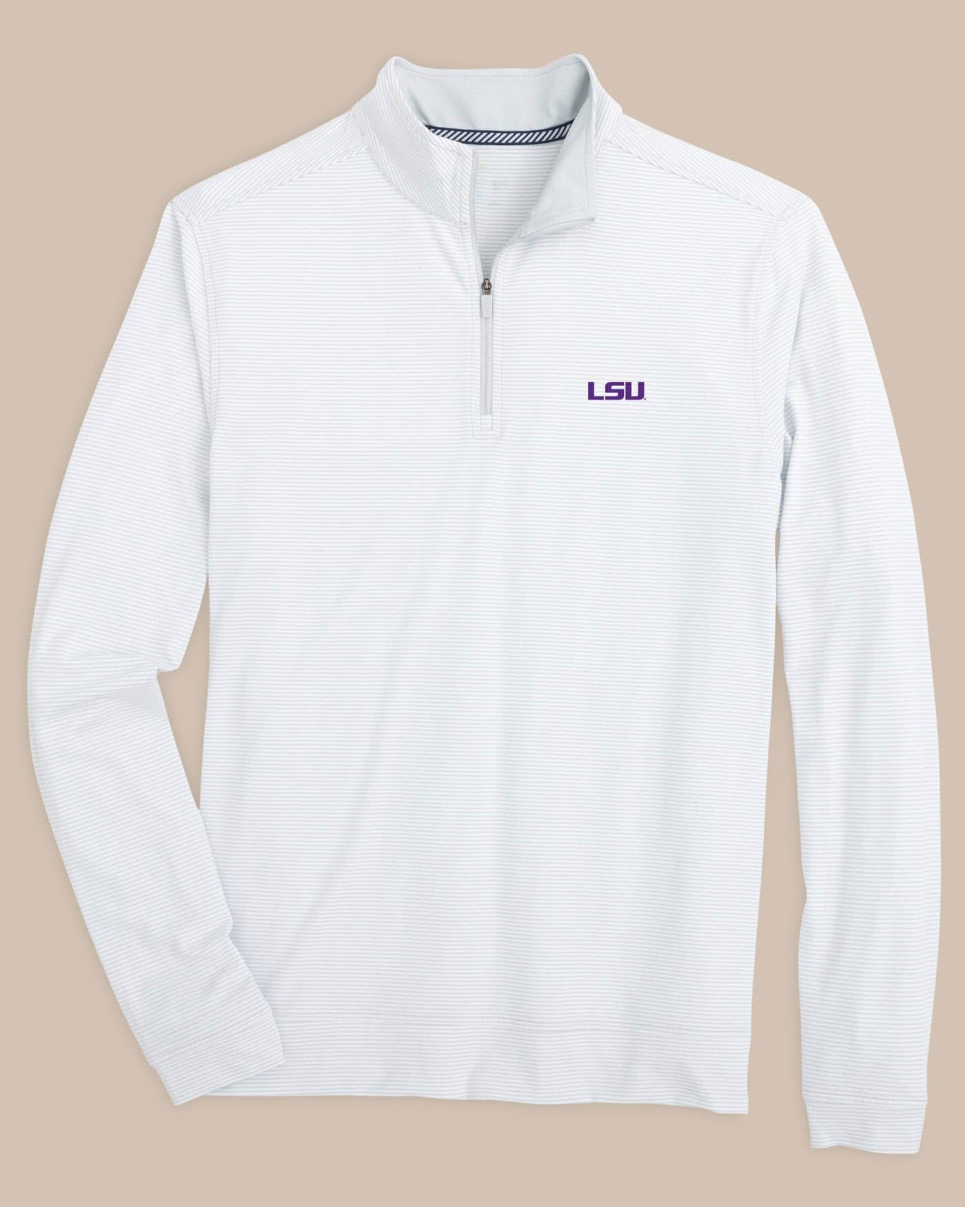 Men s LSU Tigers Stripe Heather Quarter Zip Southern Tide