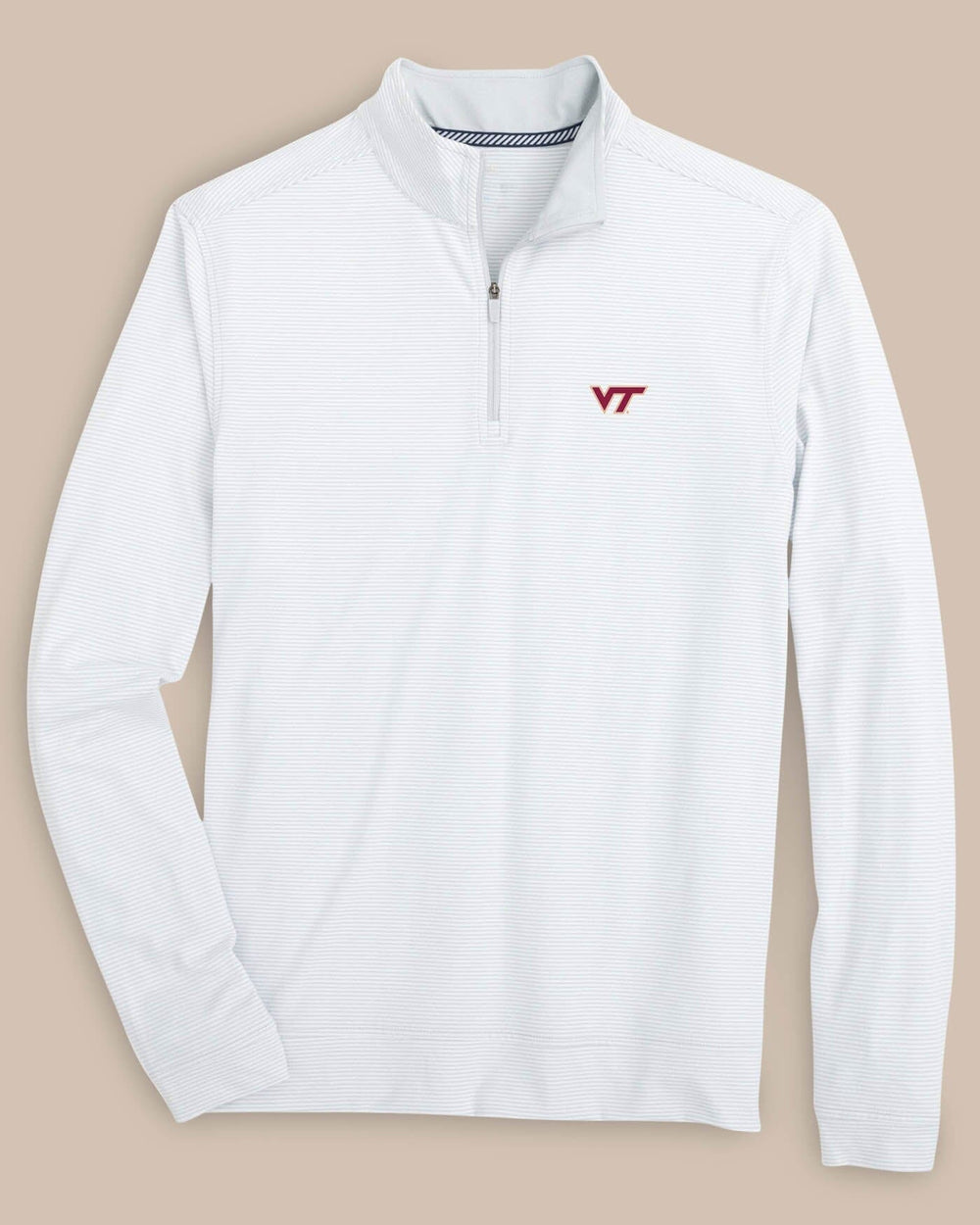 Virginia Tech Hokies Cruiser Micro-Stripe Heather Quarter Zip C_Outerwear Southern Tide 