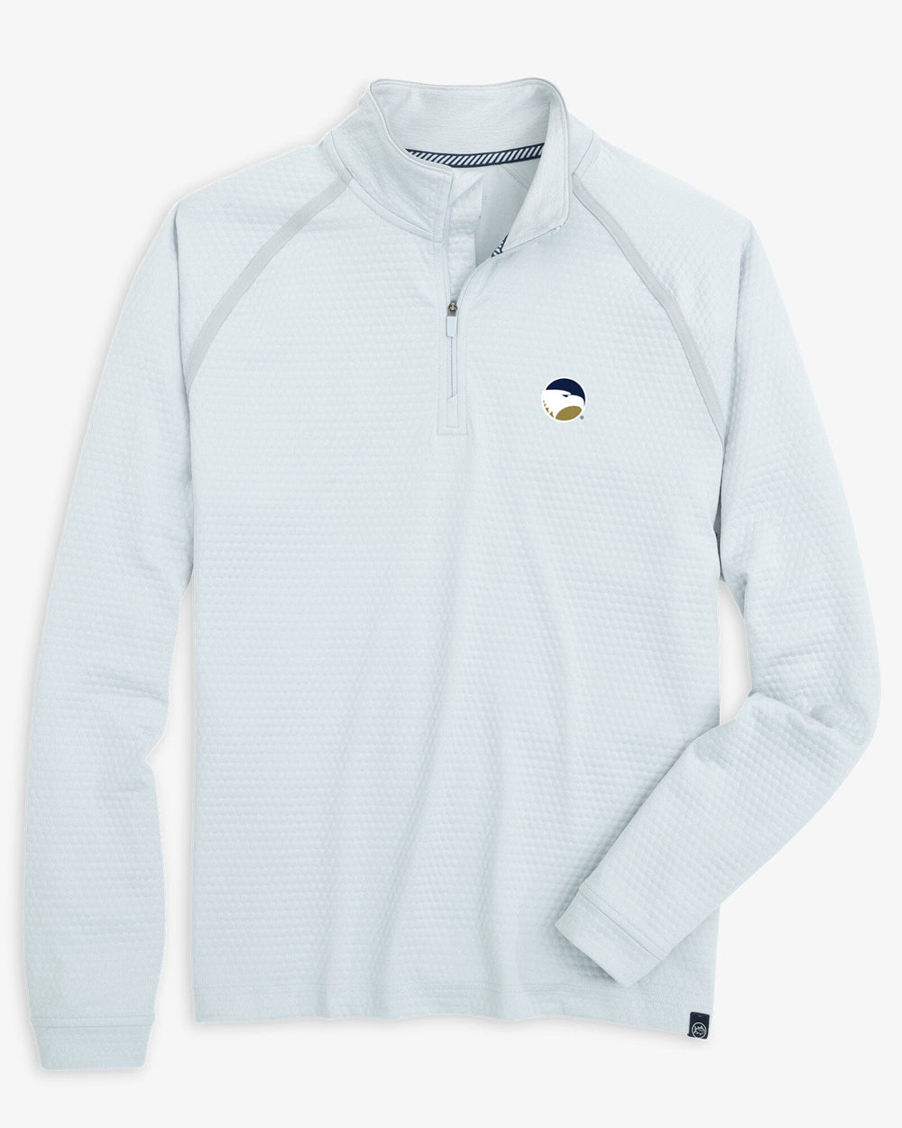 The front view of the Georgia Southern Eagles Scuttle Heather Quarter Zip by Southern Tide - Heather Slate Grey
