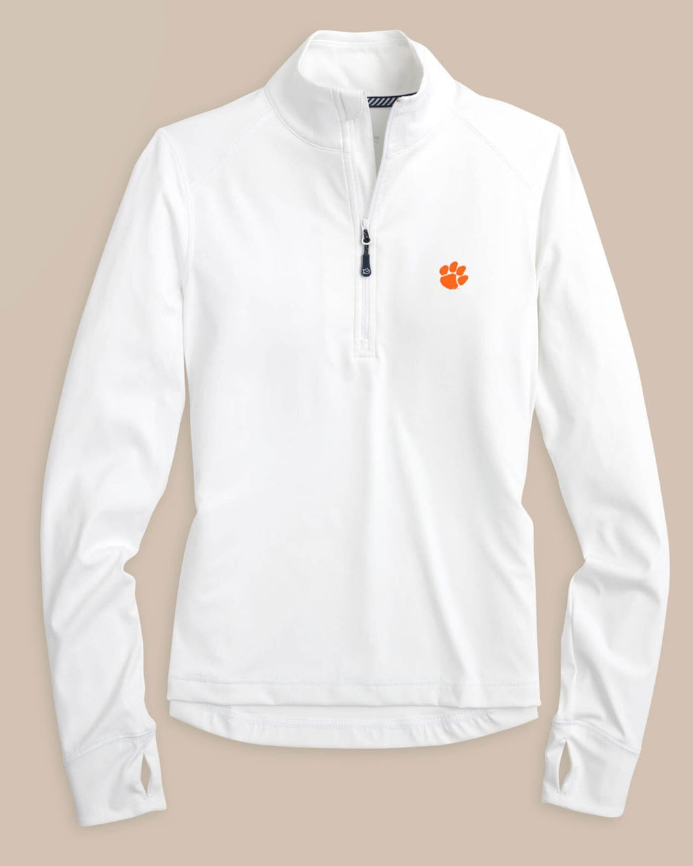 Clemson Tigers Runaround Quarter Zip Pull Over Southern Tide - Classic White
