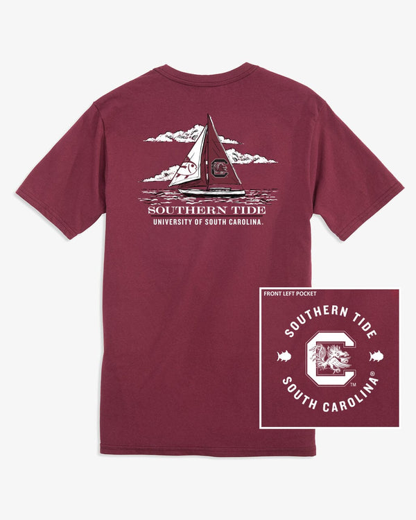 The front view of the USC Gamecocks Skipjack Sailing T-Shirt by Southern Tide - Chianti