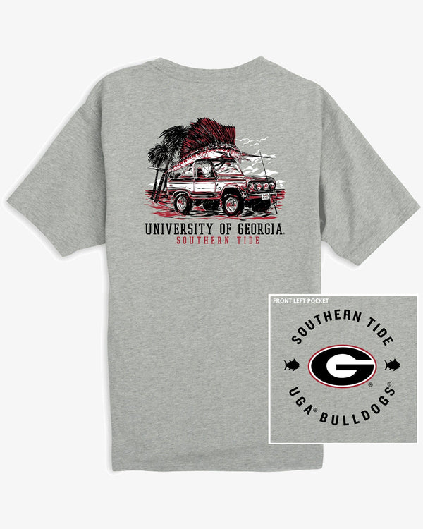 The view of the Georgia Oval G Bulldogs Trophy Catch Heather T-Shirt by Southern Tide - Heather Grey