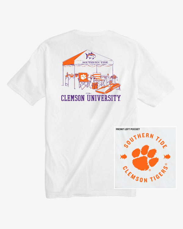The front view of the Clemson Tigers Tailgate Time T-Shirt by Southern Tide - Classic White