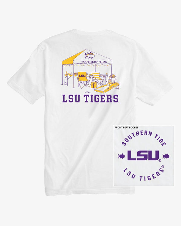 The front view of the LSU Tigers Tailgate Time T-Shirt by Southern Tide - Classic White