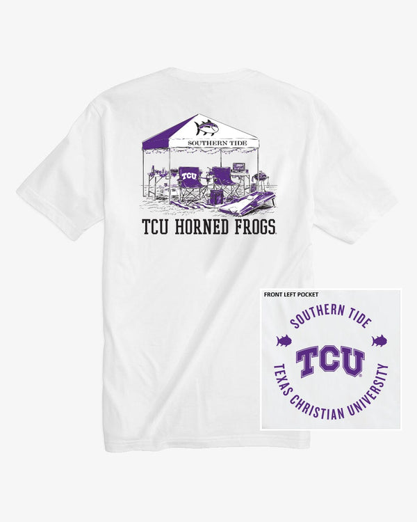 The front view of the TCU Horned Frogs Tailgate Time T-Shirt by Southern Tide - Classic White
