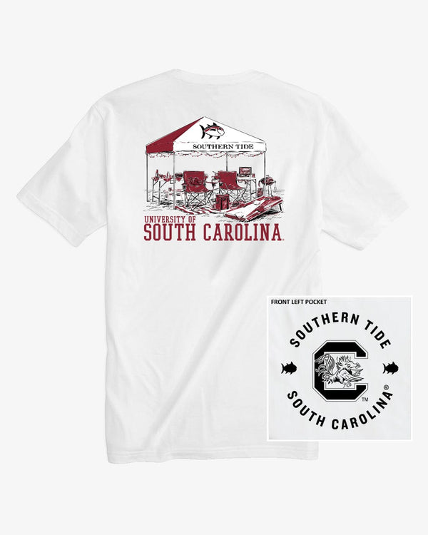 The front view of the USC Gamecocks Tailgate Time T-Shirt by Southern Tide - Classic White