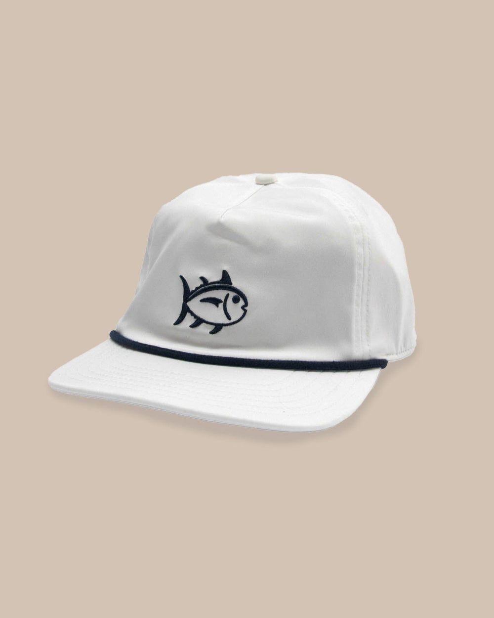 The front view of the Southern Tide 18 Holes 5 Panel Hat by Southern Tide - White