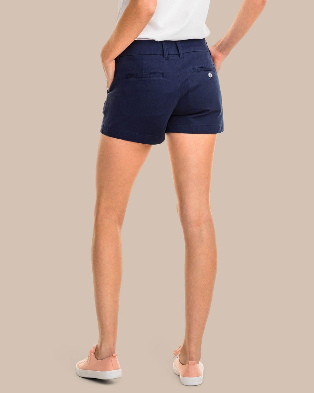 The back view of the Women's Navy 3 Inch Leah Short by Southern Tide - Nautical Navy