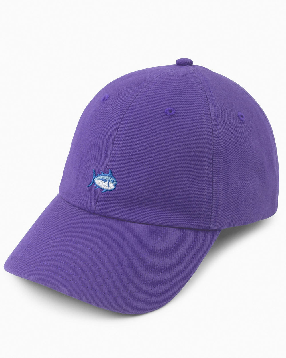 The front view of the Team Colors Skipjack Hat by Southern Tide - Regal Purple