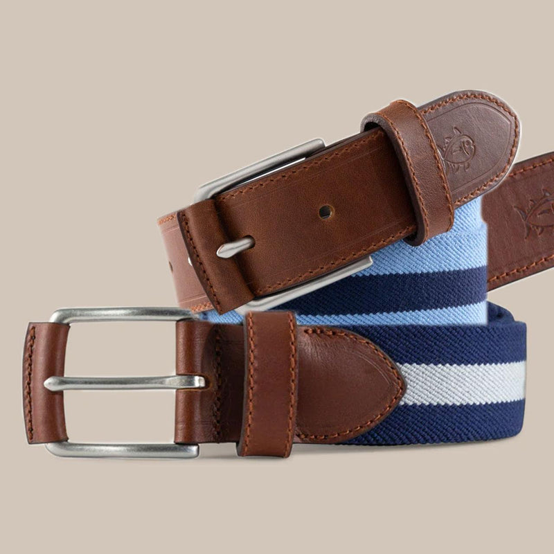 mens belts with leather clasp and woven belt