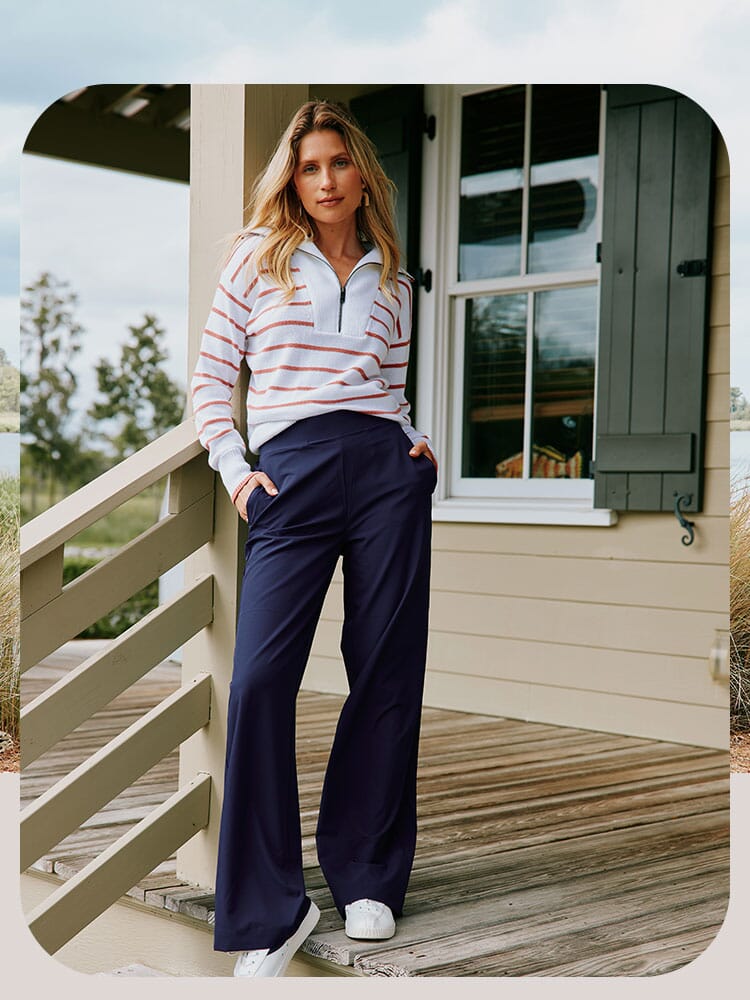 woman standing on porch in versatile women's fall new arrivals