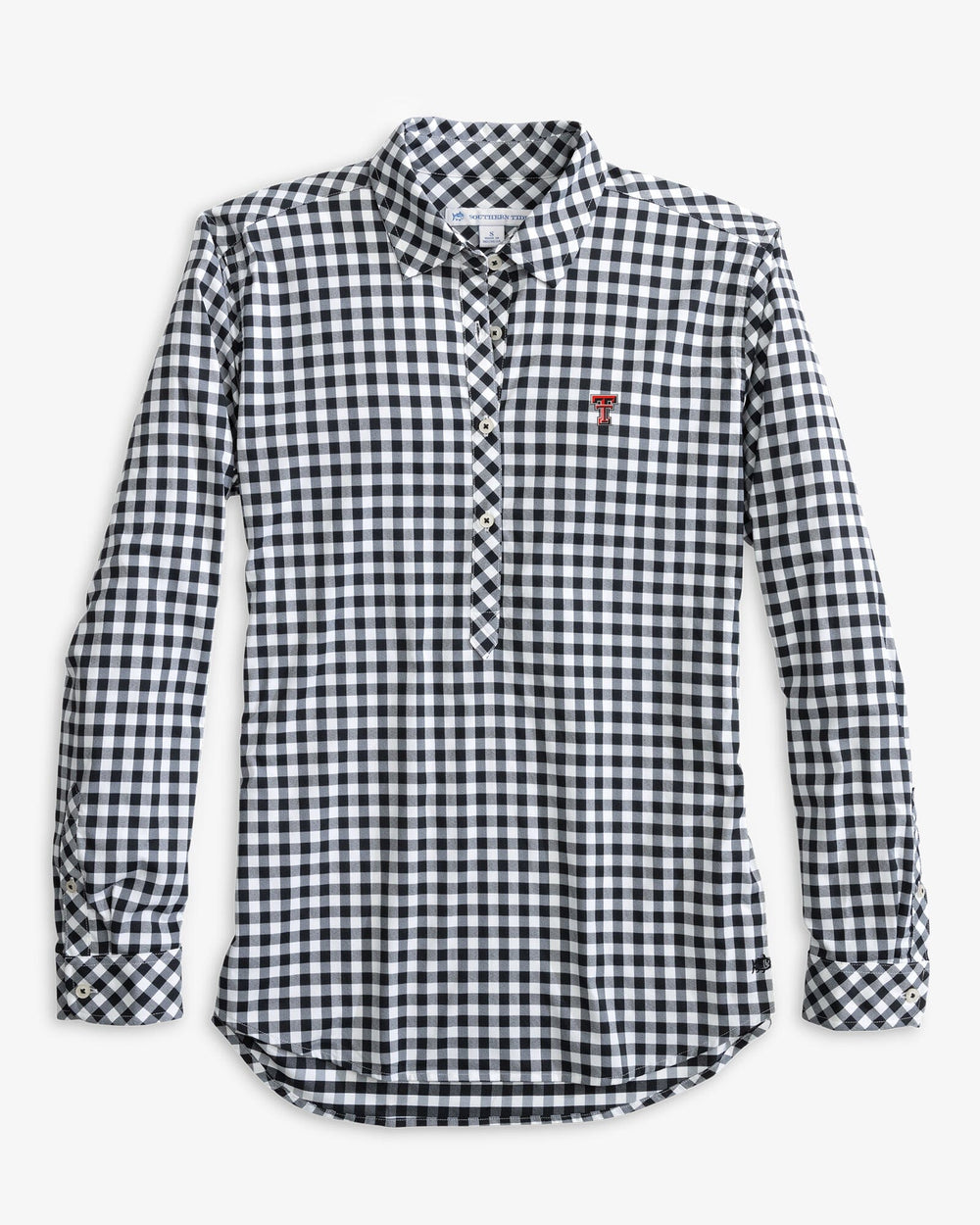 The front view of the Texas Tech Red Raiders Intercoastal Hadley Popover Shirt by Southern Tide - Black
