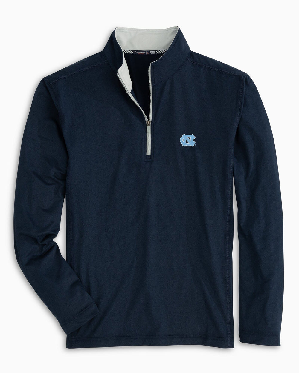 The front view of the UNC Tarheels Quarter Zip Pullover by Southern Tide - Navy