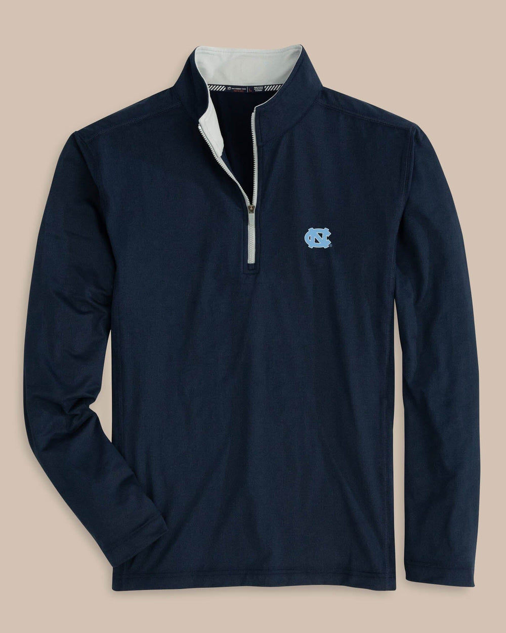 The front view of the UNC Tarheels Quarter Zip Pullover by Southern Tide - Navy