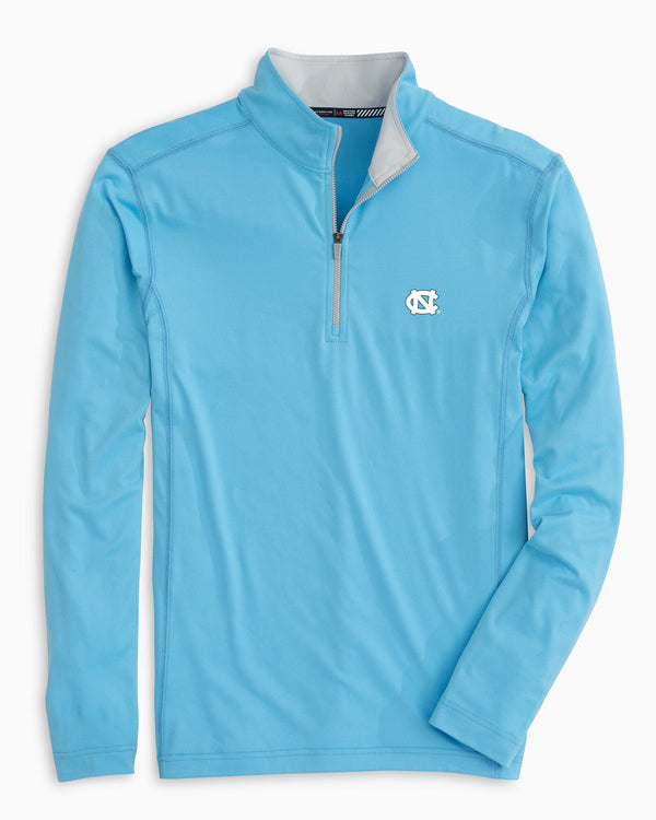The front view of the UNC Tarheels Quarter Zip Pullover by Southern Tide - Rush Blue