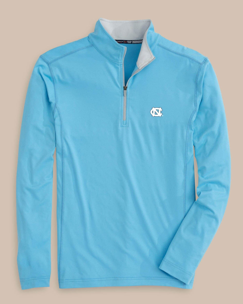 The front view of the UNC Tarheels Quarter Zip Pullover by Southern Tide - Rush Blue