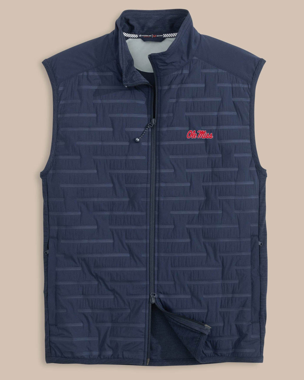 The front view of the Ole Miss Rebels Abercorn Vest by Southern Tide - True Navy