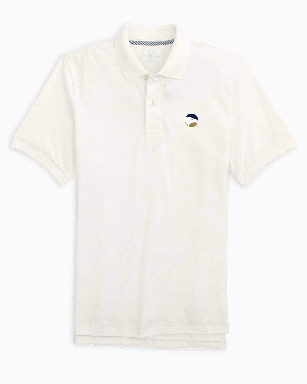 The front view of the Georgia Southern Eagles Skipjack Polo by Southern Tide - Classic White