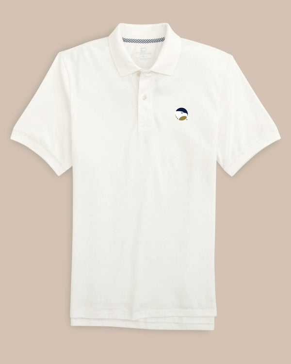 The front view of the Georgia Southern Eagles Skipjack Polo by Southern Tide - Classic White