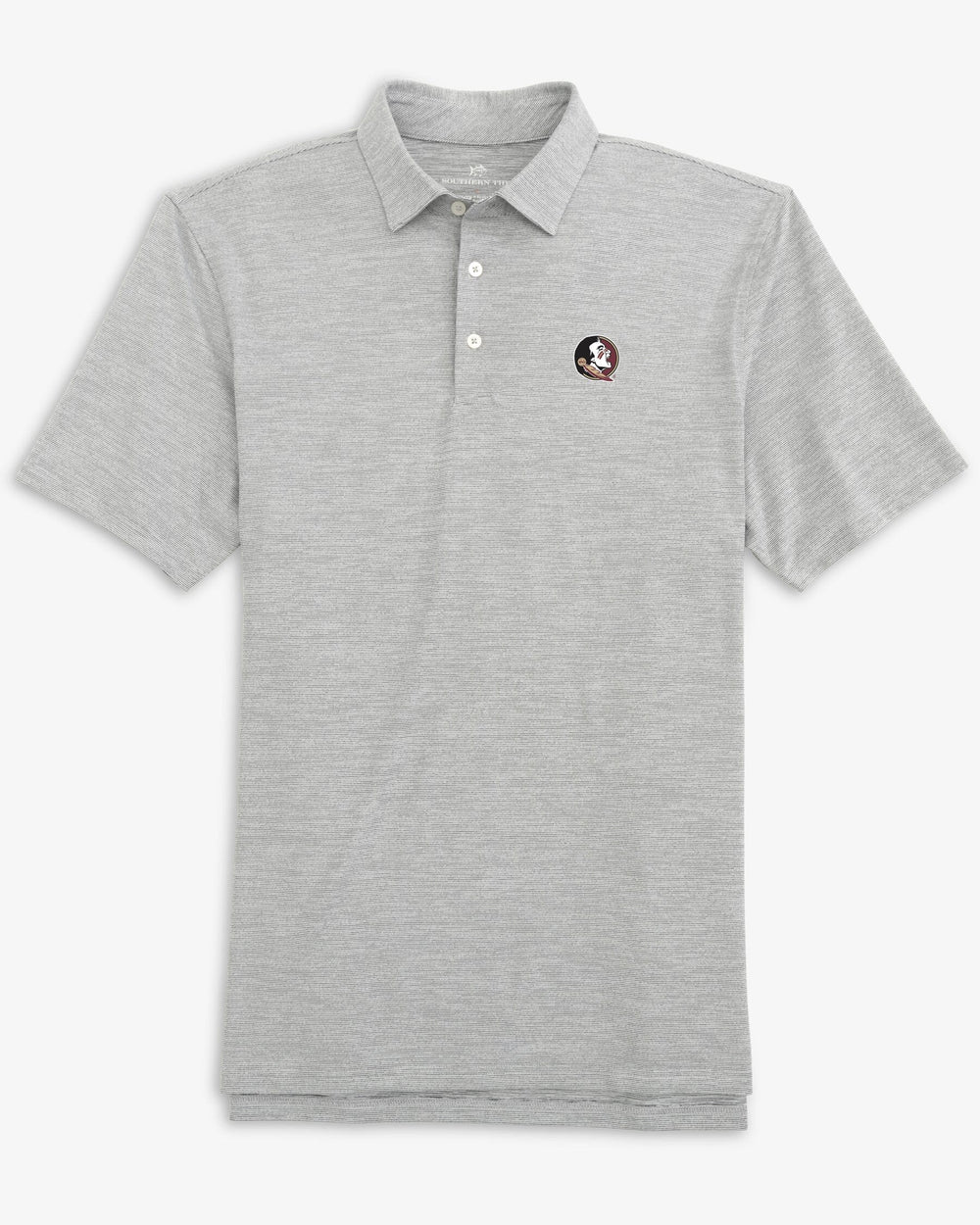 The front of the FSU Seminoles Driver Spacedye Polo Shirt by Southern Tide - Black