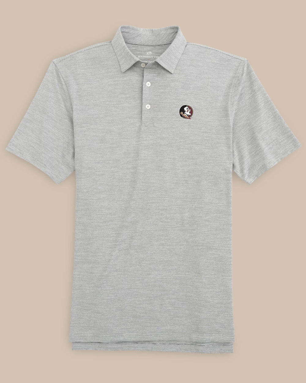 The front of the FSU Seminoles Driver Spacedye Polo Shirt by Southern Tide - Black