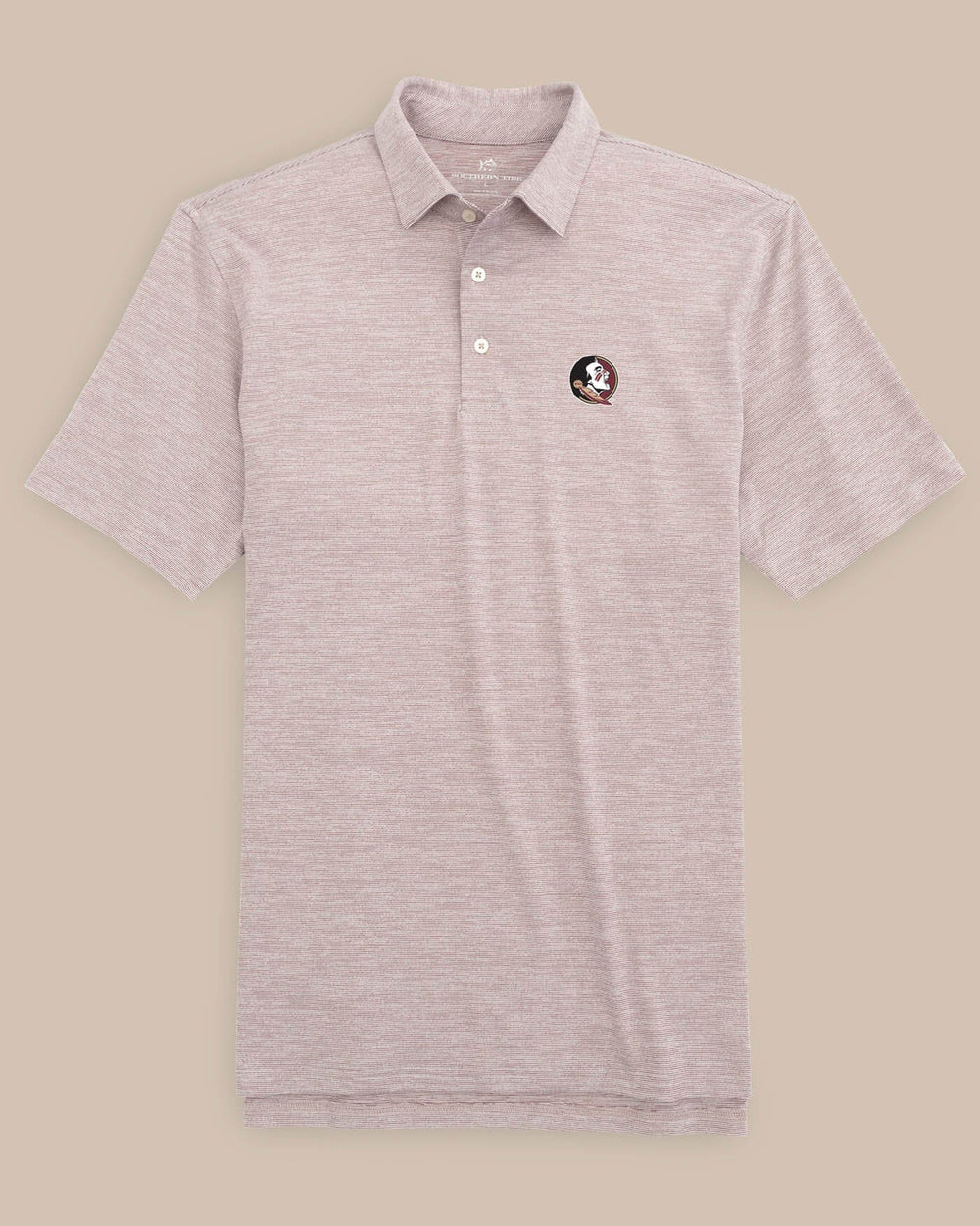 The front of the FSU Seminoles Driver Spacedye Polo Shirt by Southern Tide - Chianti