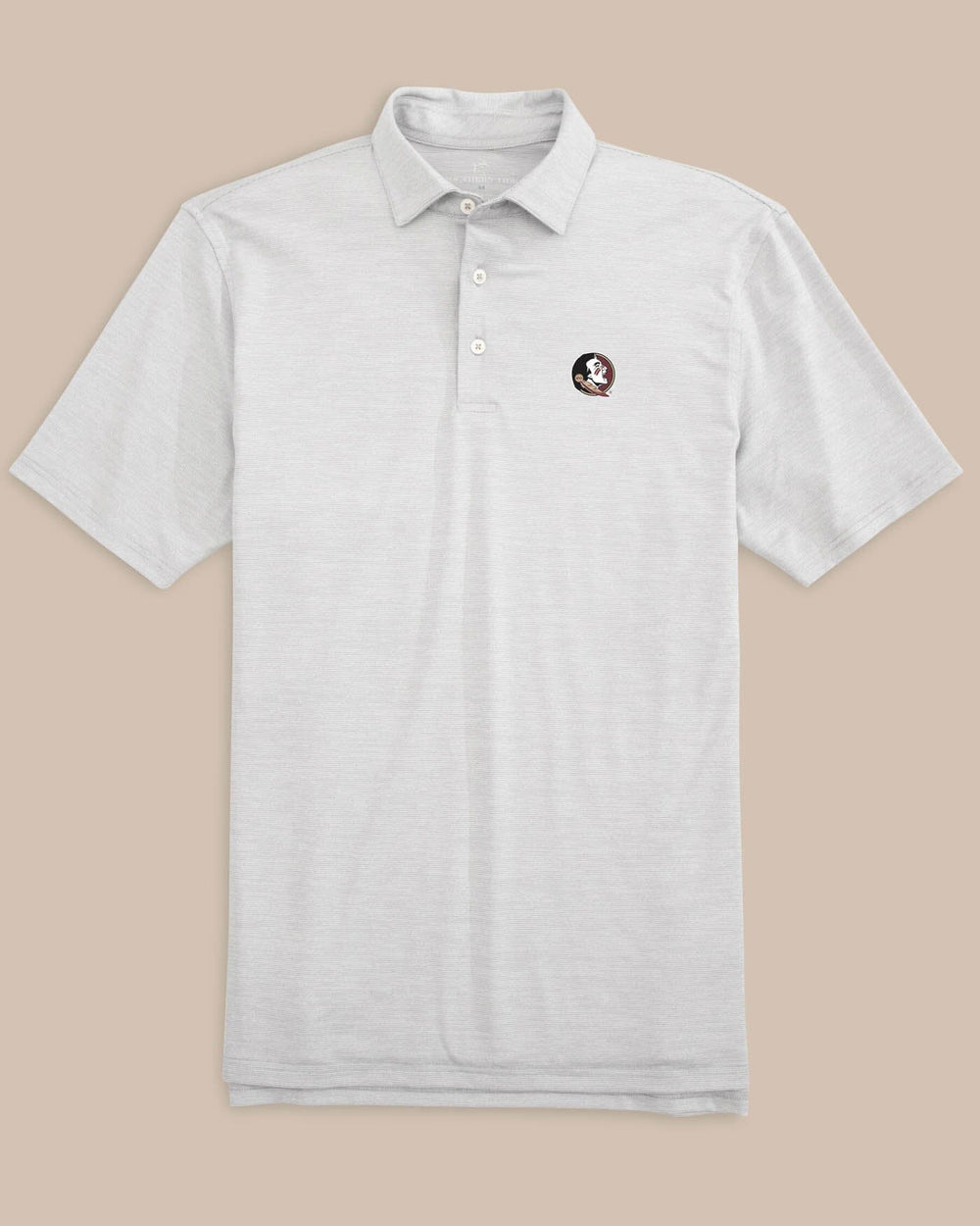 The front of the FSU Seminoles Driver Spacedye Polo Shirt by Southern Tide - Slate Grey