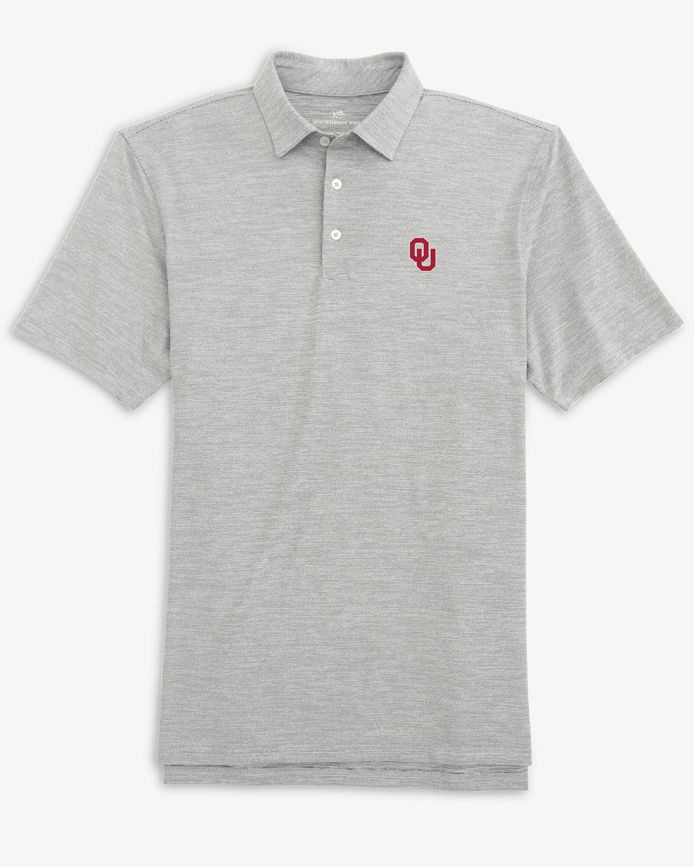The front view of the Oklahoma Sooners Driver Spacedye Polo Shirt by Southern Tide - Black