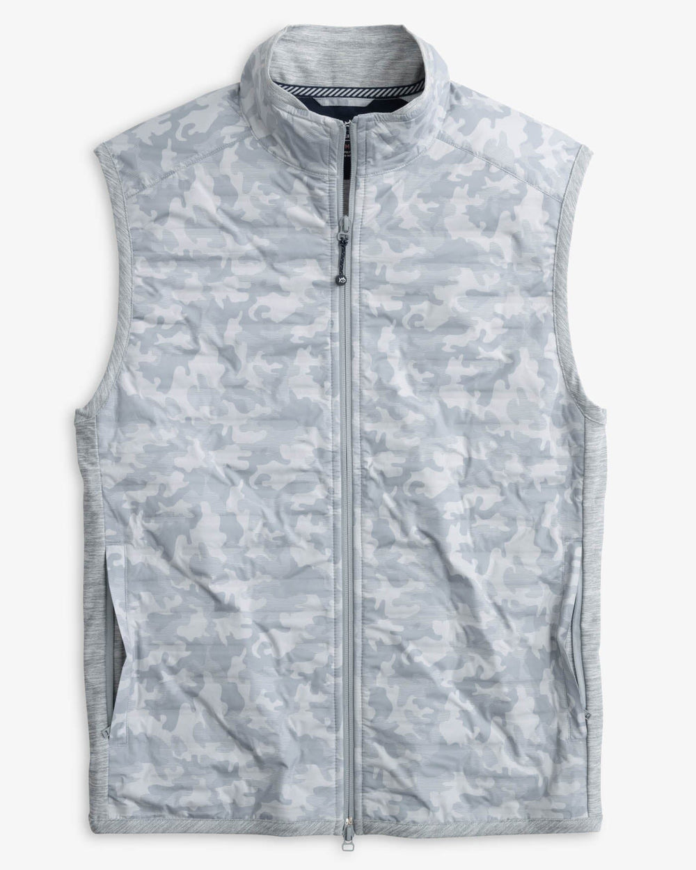 The front view of the Abercorn Camo Performance Vest by Southern Tide - Gravel Grey