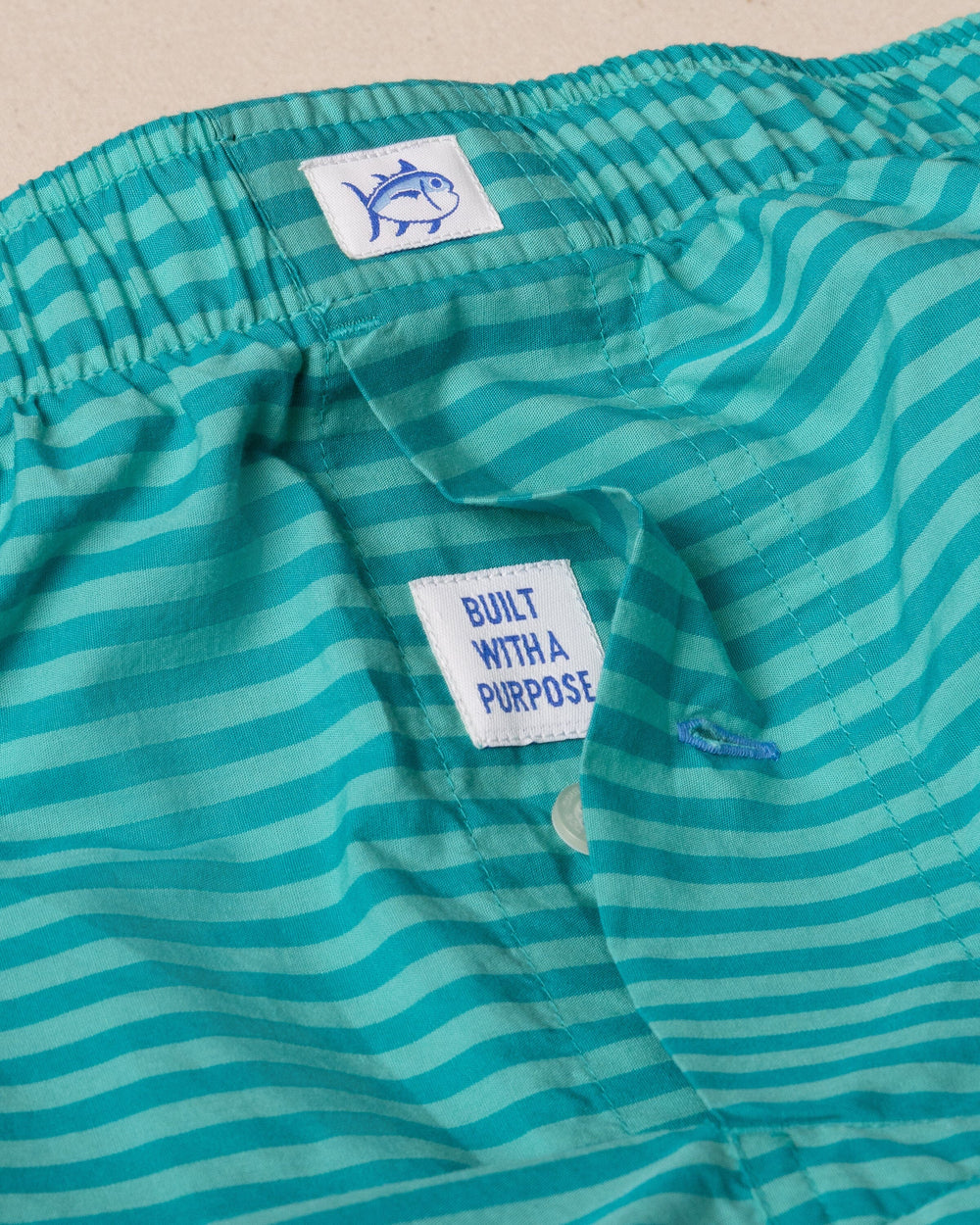 The detail view of the Southern Tide Aberdeen Stripe Boxer by Southern Tide - Spruce Shade