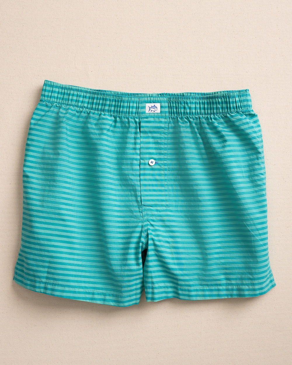 The front view of the Southern Tide Aberdeen Stripe Boxer by Southern Tide - Spruce Shade