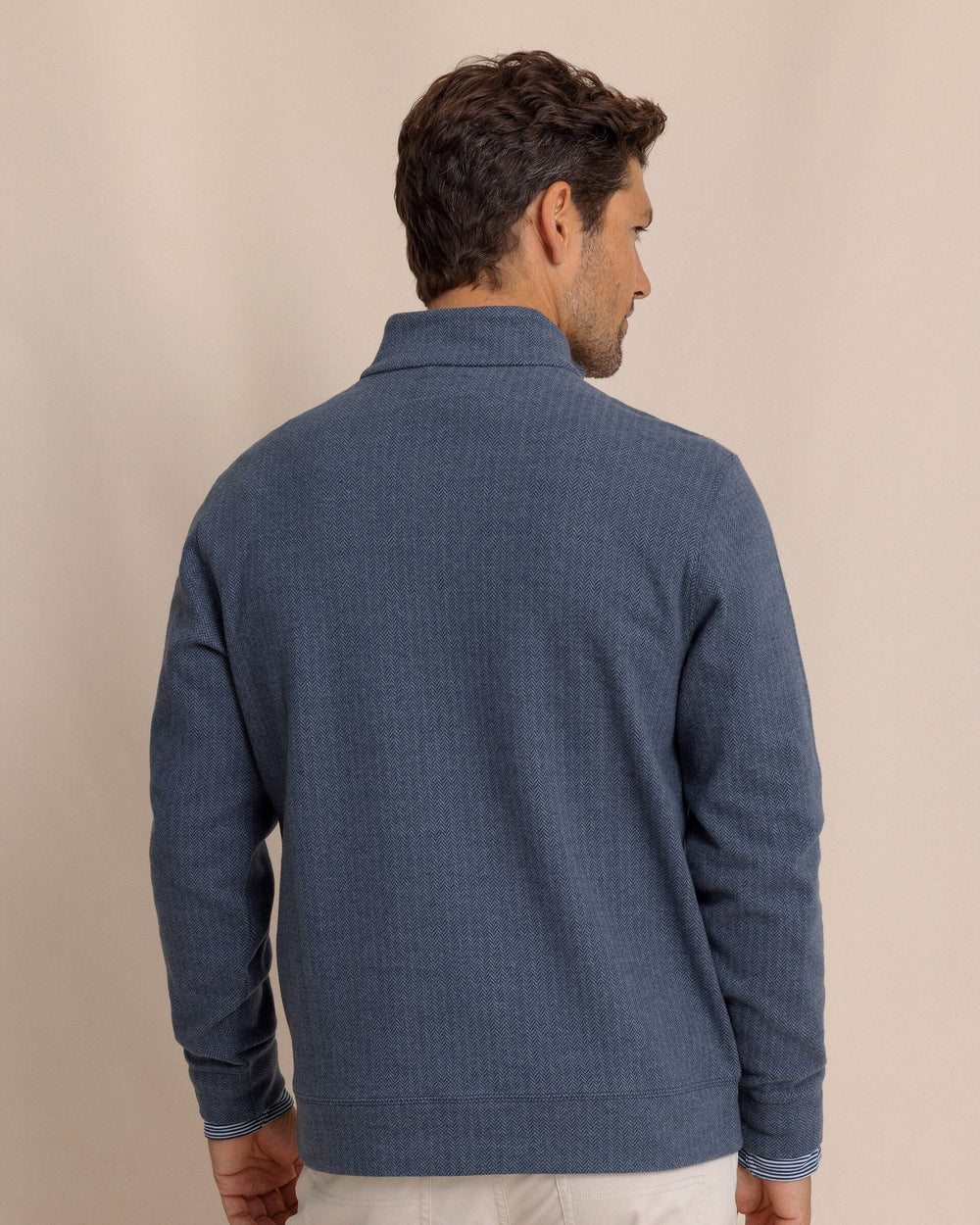 The back view of the Southern Tide Adler Lane Quarter Zip by Southern Tide - Dress Blue