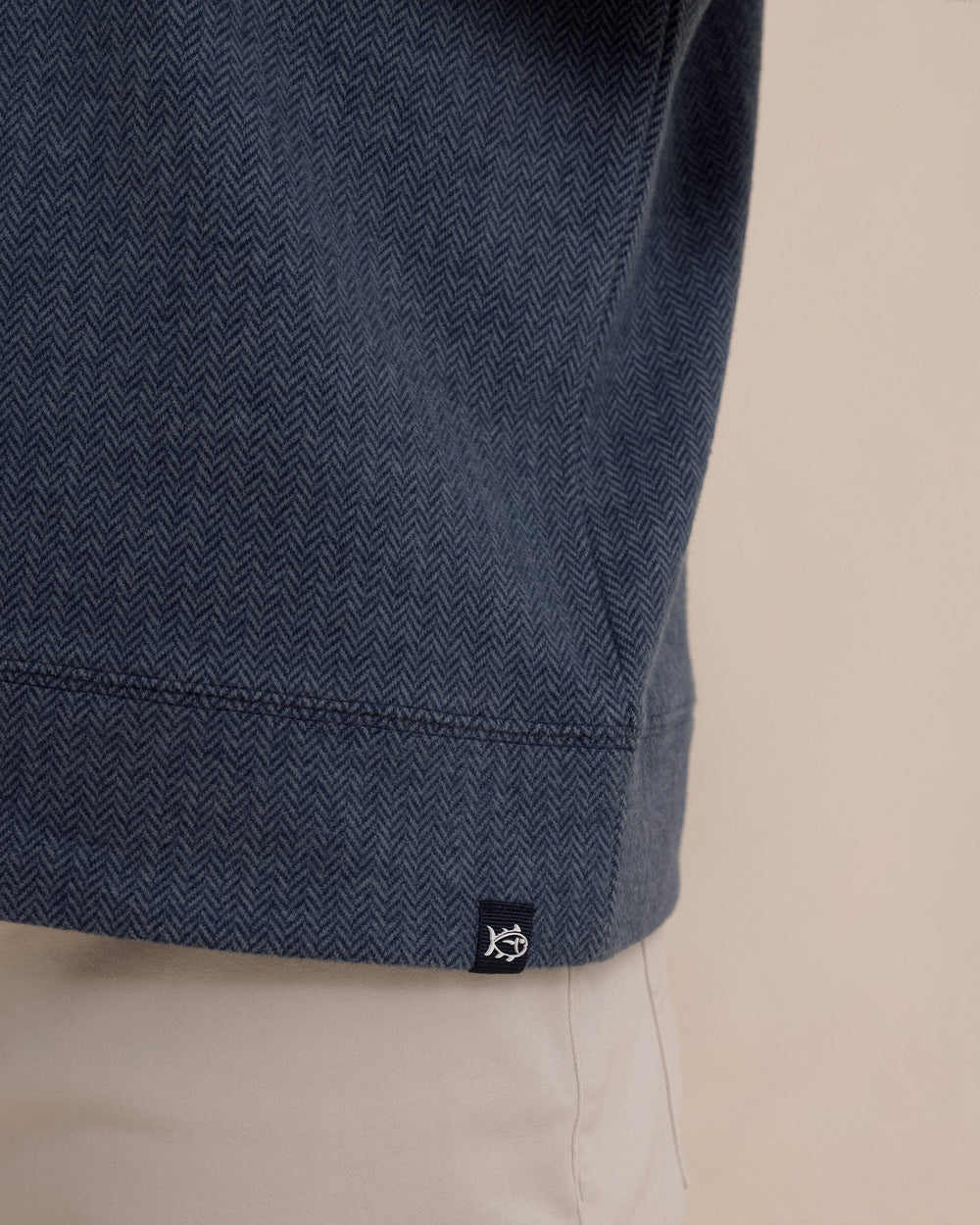 The detail view of the Southern Tide Adler Lane Quarter Zip by Southern Tide - Dress Blue