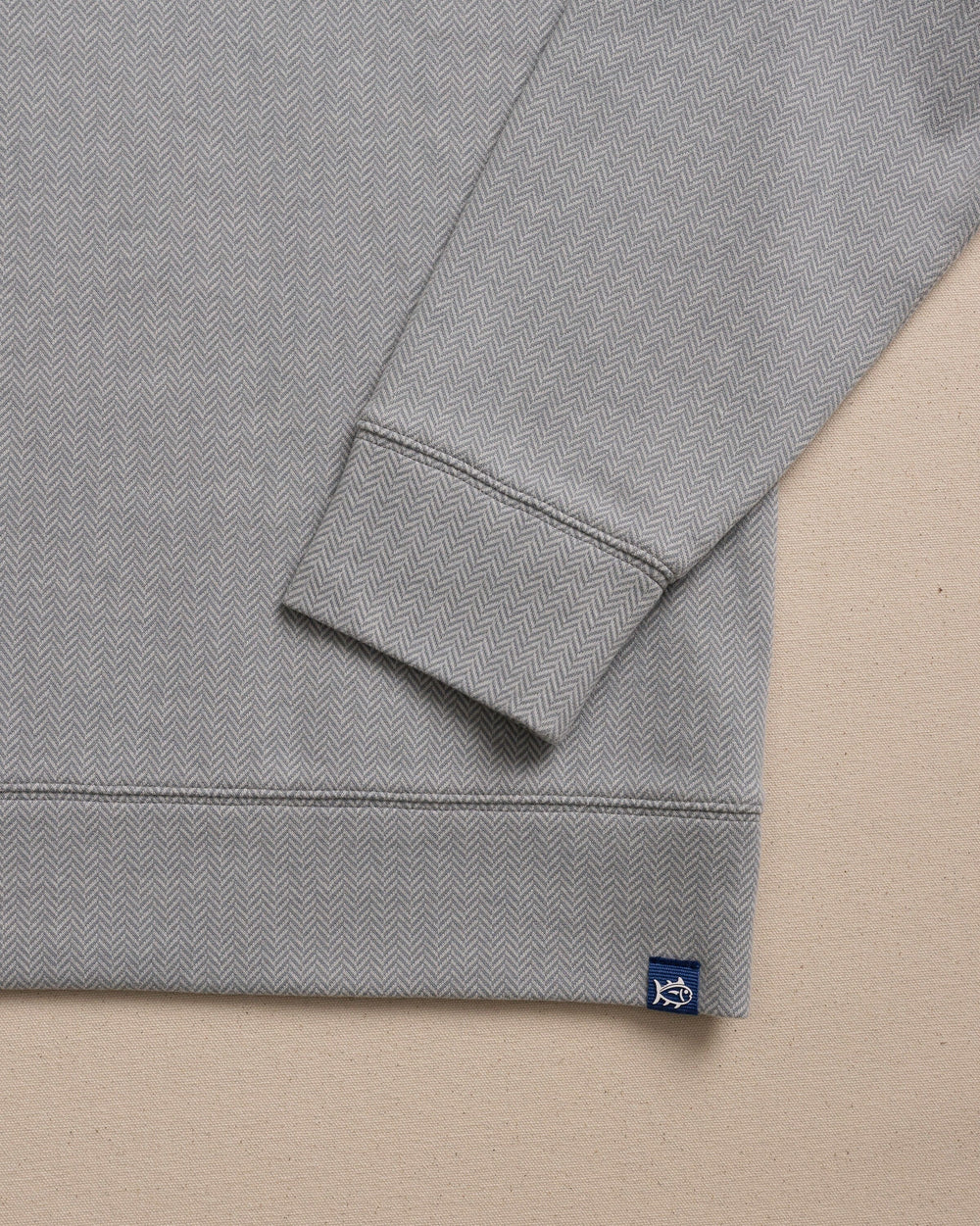 The detail view of the Southern Tide Adler Lane Quarter Zip by Southern Tide - Steel Grey