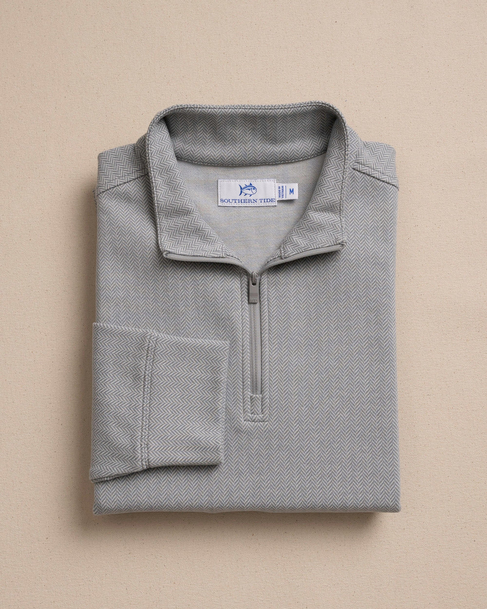 The front view of the Southern Tide Adler Lane Quarter Zip by Southern Tide - Steel Grey