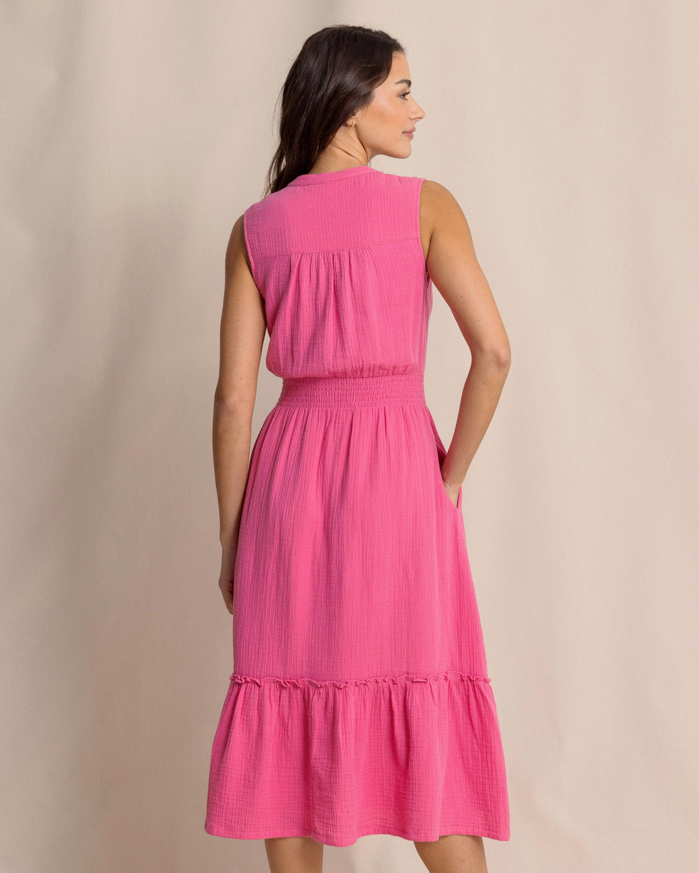 The back view of the Southern Tide Adley Midi Dress by Southern Tide - Very Berry