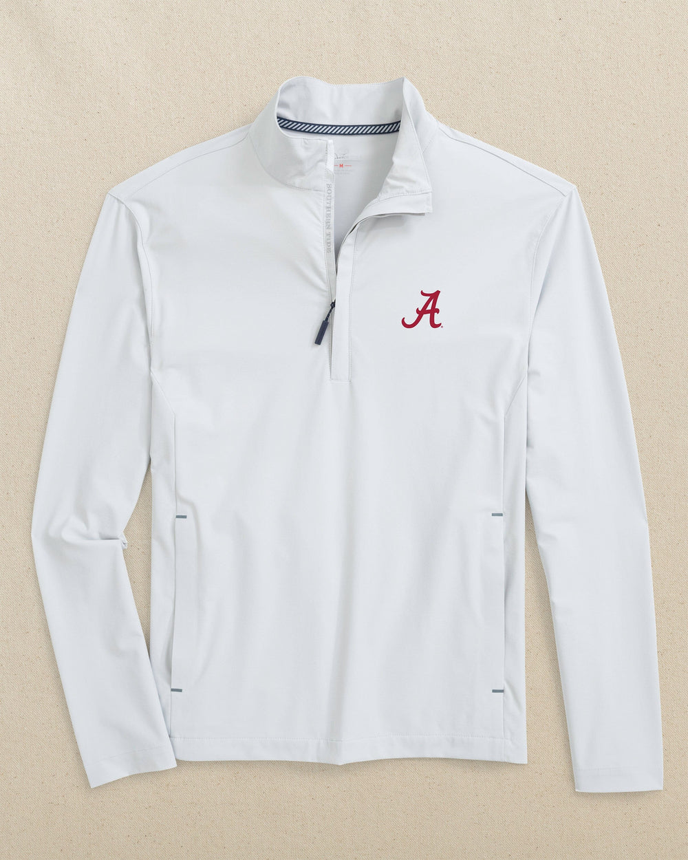 The front view of the Southern Tide Alabama Crimson Tide Avondale Performance Jacket by Southern Tide - Platinum Grey
