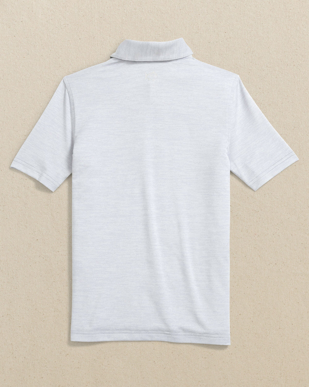 The back view of the Southern Tide Alabama Crimson Tide Boys Driver Spacedye Performance Polo Shirt by Southern Tide - Slate Grey