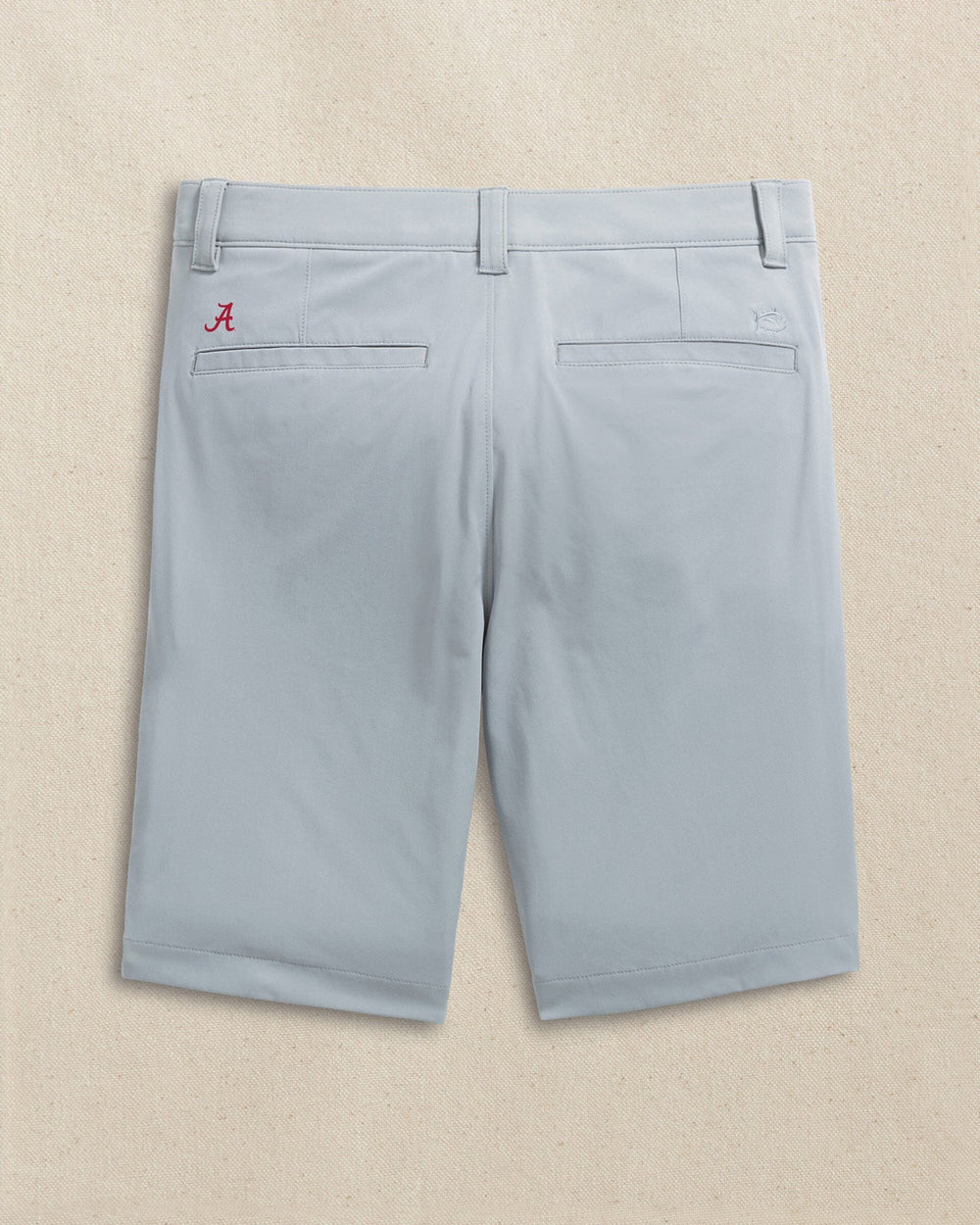 The back view of the Southern Tide Alabama Crimson Tide brrr°®-die 8" Performance Short by Southern Tide - Steel Grey